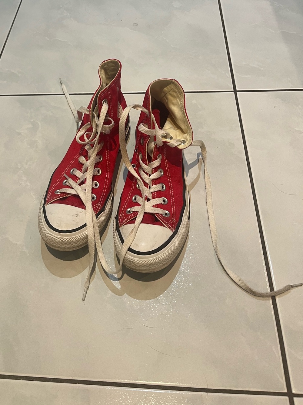 Converse Red High-Top Canvas Sneakers with White Accents